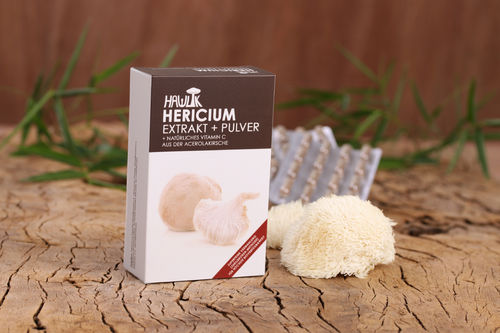 Hericium Extrakt + Pulver Kapseln, Hawlik Vitalpilze,           60 Kapseln/Packung
