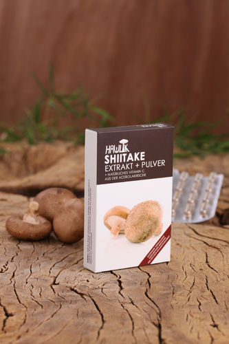 Shiitake Extrakt + Pulver, Hawlik Vitalpilze,  60 Kapseln/Packung